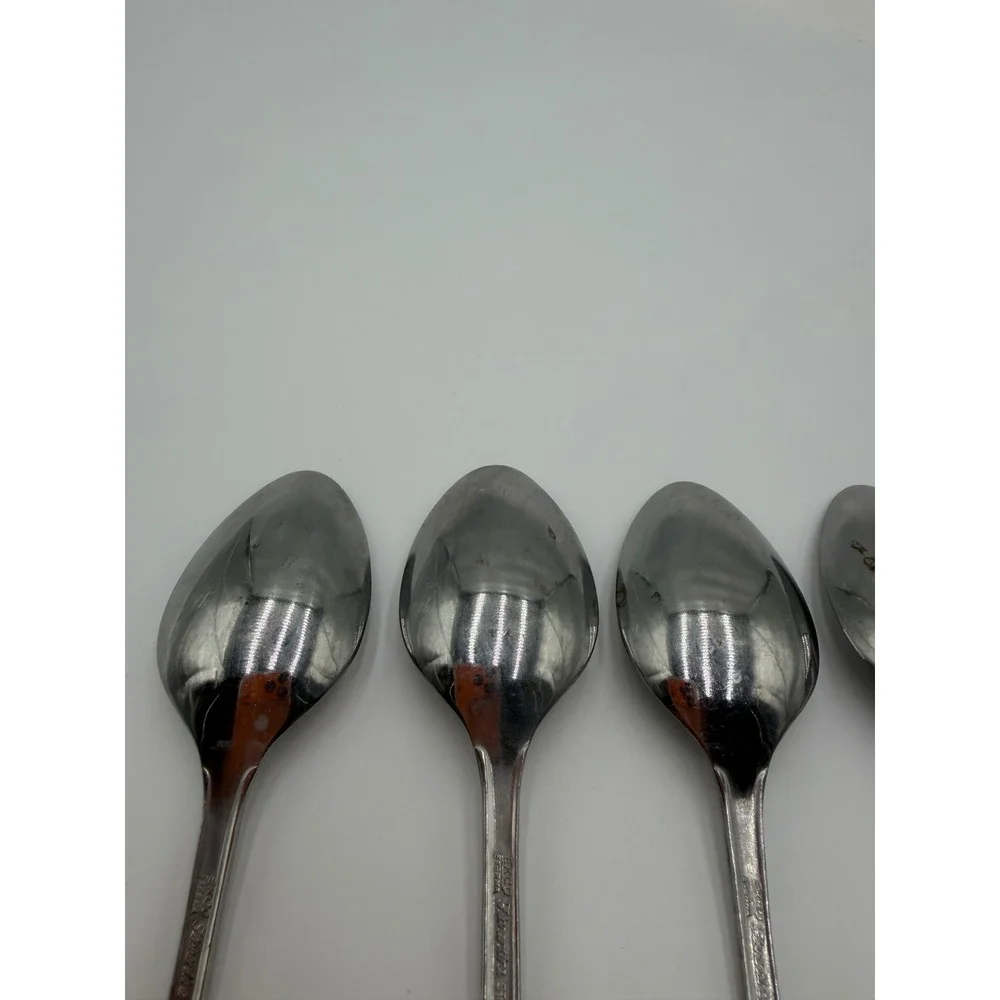 Ekco Eterna Florentine Stainless Teaspoons Set of 6 Floral Flatware Hong Kong
